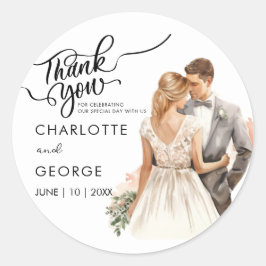 Vielen Dank für Ihre Hochzeit Bride Groom Back Wat Runder Aufkleber