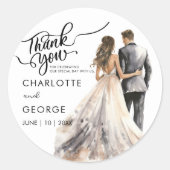 Vielen Dank für Ihre Hochzeit Bride Groom Back Wat Runder Aufkleber (Vorderseite)