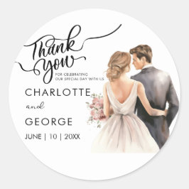 Vielen Dank für Ihre Hochzeit Bride Groom Back Wat Runder Aufkleber