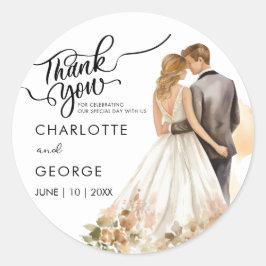 Vielen Dank für Ihre Hochzeit Bride Groom Back Wat Runder Aufkleber