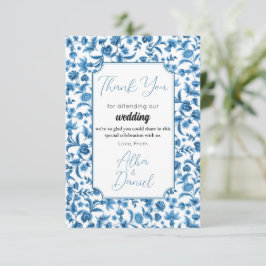 Vielen Dank für Ihre Hochzeit Chintz Blue & White  Dankeskarte