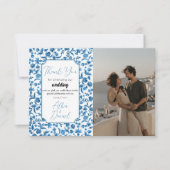 Vielen Dank für Ihre Hochzeit Chintz Blue & White Dankeskarte (Vorderseite)