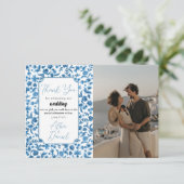 Vielen Dank für Ihre Hochzeit Chintz Blue & White  Dankeskarte (Stehend Vorderseite)