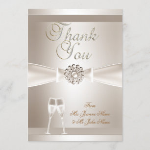 Vielen Dank für Ihre Hochzeit Damask Cream White C Dankeskarte