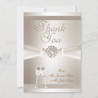 Vielen Dank für Ihre Hochzeit Damask Cream White C Dankeskarte