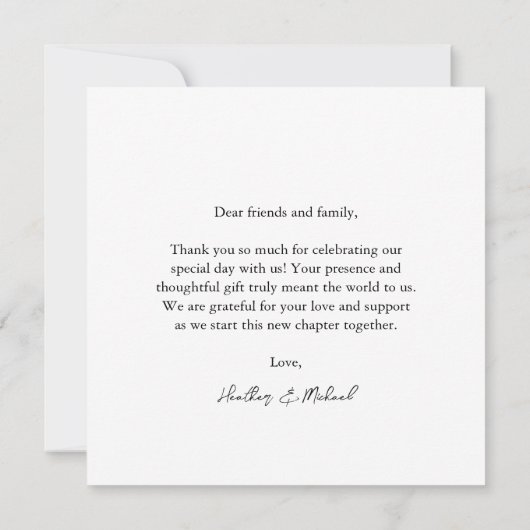 Vielen Dank für Ihre Hochzeit Dankbarkeit Elegant (Rückseite)