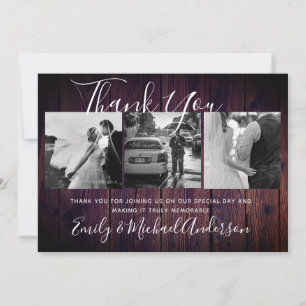 Vielen Dank für Ihre Hochzeit LILA rustikale FOTO- Dankeskarte