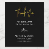 Vielen Dank für Ihre Hochzeit Minimalistisches Gol Weinetikett (Einzelnes Label)