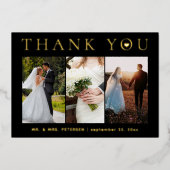 Vielen Dank für Ihre Hochzeit moderne Foto Goldfol Folieneinladung (Vorderseite)