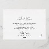 Vielen Dank für Ihre Hochzeit moderne Foto Goldfol Folieneinladung (Rückseite)