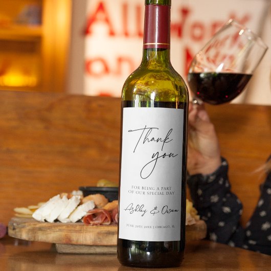 Vielen Dank für Ihre Hochzeit Modernes Schwarzes S Weinetikett