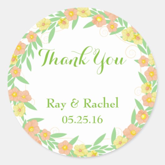 Vielen Dank für Ihre Hochzeit Runder Aufkleber (Vorderseite)