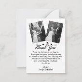 Vielen Dank für Ihre Hochzeit schwarz-weiß 3 Fotos Mitteilungskarte (Rückseite)