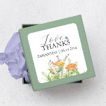 Vielen Dank für Ihre Hochzeit Sticker Wasserfarbe<br><div class="desc">Diese niedlichen Dankeschön-Aufkleber sind mit farbigen Wildblumen in Orange- und Lavendeltönen lila mit Grünpflanzen. ,  Eine lustige und botanische Wahl für ihr Brautparty Gefallen. Um mehr Blumengarten Hochzeitsmaterial wie diesen Besuch www.zazzle.com/dotellabelle Einzigartige Aquarellkunst und Design von Victoria Grigaliunas von Do Tell A Belle.</div>