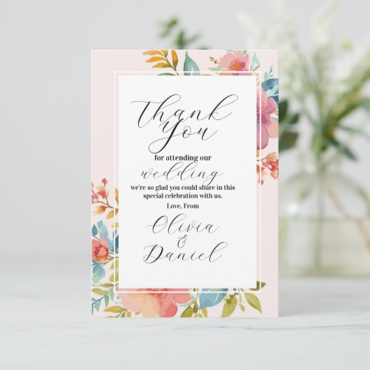 Vielen Dank für Ihre Hochzeit Summer Florals Verlo Dankeskarte (Stehend Vorderseite)