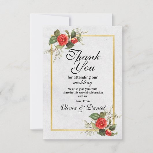 Vielen Dank für Ihre Hochzeit Verlobung Red Gold F Dankeskarte (Vorderseite)