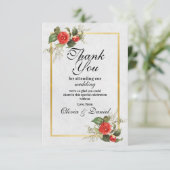 Vielen Dank für Ihre Hochzeit Verlobung Red Gold F Dankeskarte (Stehend Vorderseite)