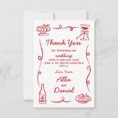 Vielen Dank für Ihre Hochzeit Whimsical Hand Drawn Dankeskarte (Vorderseite)