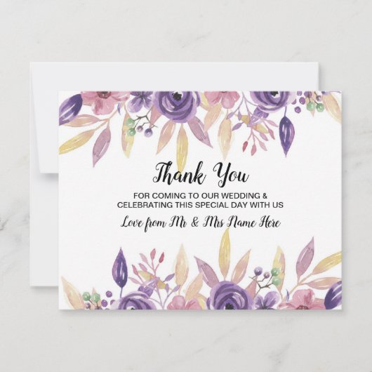 Vielen Dank für Ihre Hochzeitskarte Lavender Flora Einladung (Vorderseite)