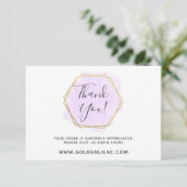 Vielen Dank für Ihre Lila Wasserfarbe und moderne  Einladung (Stehend Vorderseite)