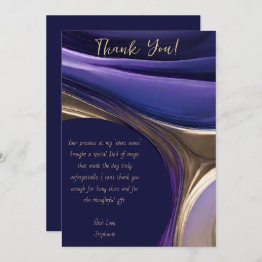 Vielen Dank für Ihre moderne Abstrakt - Blau, Lila Einladung (Vorne/Hinten)