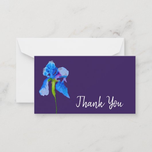 Vielen Dank für Ihre moderne blaue Blume Aquarellk Mitteilungskarte (Vorderseite)