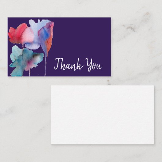 Vielen Dank für Ihre moderne blaue Blume Aquarellk Mitteilungskarte (Vorne/Hinten)