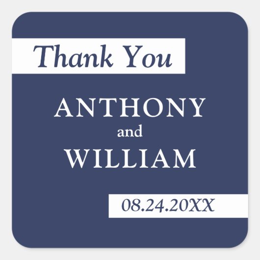 Vielen Dank für Ihre moderne blaue, geometrische H Quadratischer Aufkleber (Vorderseite)