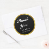 Vielen Dank für Ihre Schwarz-weißen und Gold-Hochz Runder Aufkleber (Umschlag)