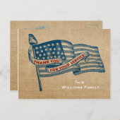 Vielen Dank für Ihre Service Military Burlap Flag Postkarte (Vorne/Hinten)