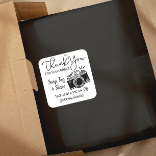 Vielen Dank für Ihre Snap, Tag & Share Social Medi Quadratischer Aufkleber
