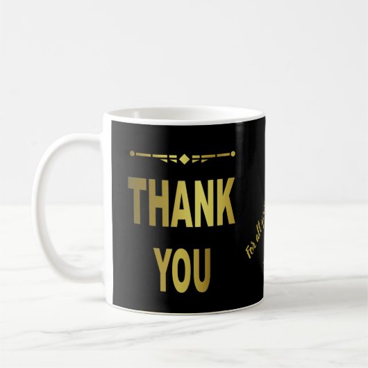 Vielen Dank für Ihre Stilvolle Black Gold Typograf Kaffeetasse (Links)