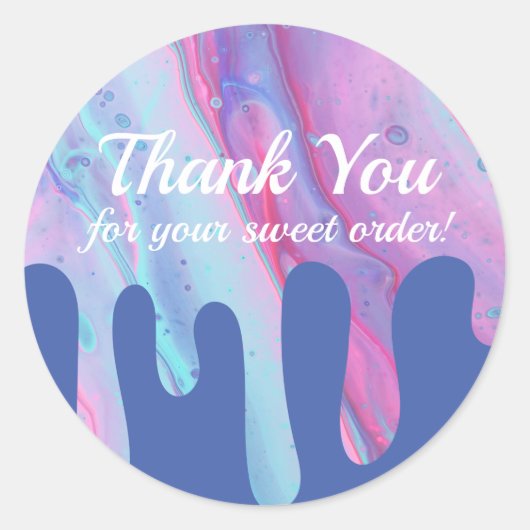 Vielen Dank für Ihre süße Bestellung Pink Tropfen Runder Aufkleber (Vorderseite)
