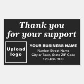 Vielen Dank für Ihre Unterstützung auf Black Rechteckiger Aufkleber (Vorderseite)