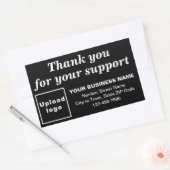 Vielen Dank für Ihre Unterstützung auf Black Rechteckiger Aufkleber (Umschlag)