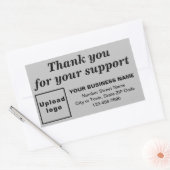 Vielen Dank für Ihre Unterstützung für Grau Rechteckiger Aufkleber (Umschlag)