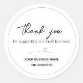 Vielen Dank für Ihre Unterstützung für unser klein Runder Aufkleber (Vorderseite)