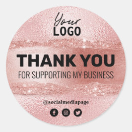 Vielen Dank für Ihre Unterstützung Luxus Rose Gold Runder Aufkleber