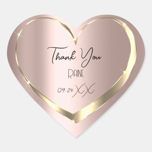 Vielen Dank für Ihre Unterstützung Rose Gold Heart Herz-Aufkleber (Vorderseite)