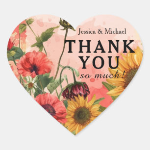 🌻 Vielen Dank für Ihre vielen Sonnen Petals & Sca Herz-Aufkleber