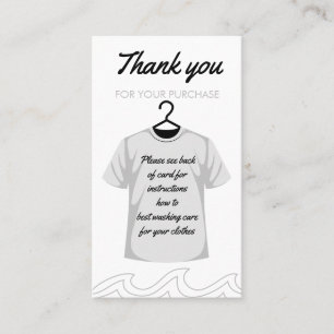 Vielen Dank für Ihre Wasch- und Pflegeanweisungen Visitenkarte