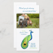 Vielen Dank für Ihre Watercolor Peacock Wedding Fo Dankeskarte (Vorne/Hinten)