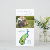 Vielen Dank für Ihre Watercolor Peacock Wedding Fo Dankeskarte (Stehend Vorderseite)