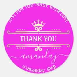 Vielen Dank für Ihre Web-Boutique Shop Royal Crown Runder Aufkleber