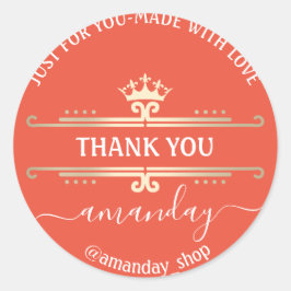 Vielen Dank für Ihre Web-Boutique Shop Royal Crown Runder Aufkleber