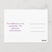 Vielen Dank für Ihren Besuch lila blumenreich Postkarte (Rückseite)