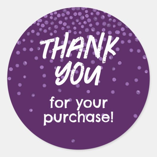 Vielen Dank für Ihren Einkauf Aufkleber Lila Punkt (Vorderseite)