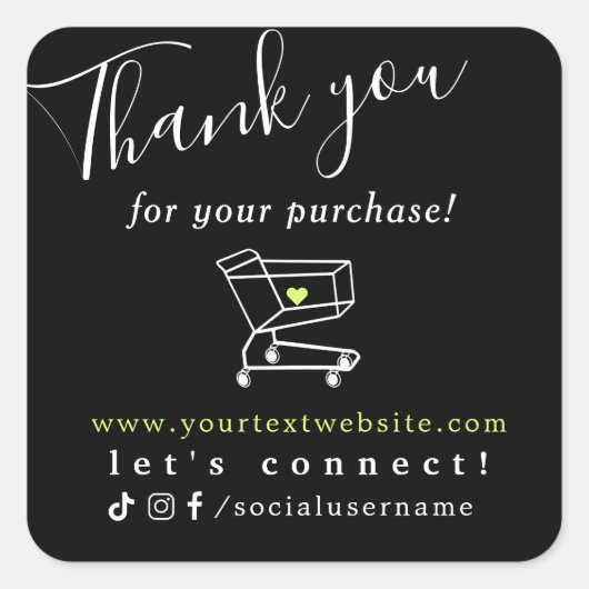 Vielen Dank für Ihren Einkauf bei uns Quadratischer Aufkleber (Vorderseite)