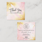 Vielen Dank für Ihren Einkauf Glam Pink Funkelnd Quadratische Visitenkarte (Vorne/Hinten)