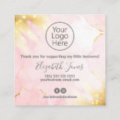 Vielen Dank für Ihren Einkauf Glam Pink Funkelnd Quadratische Visitenkarte (Rückseite)